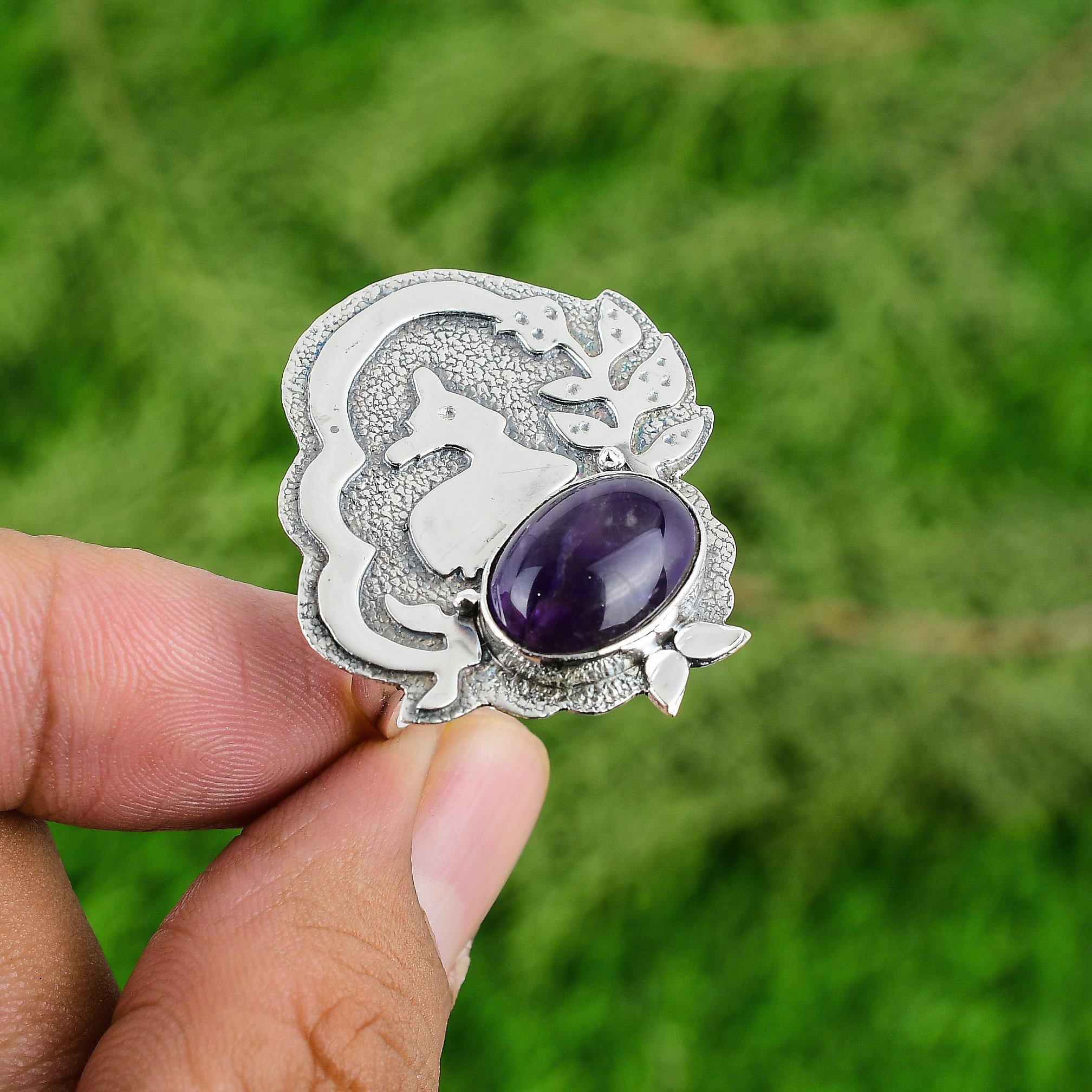 Mothers day Deal African Amethyst Gemstone Sterling Silver Sister Statement Ring