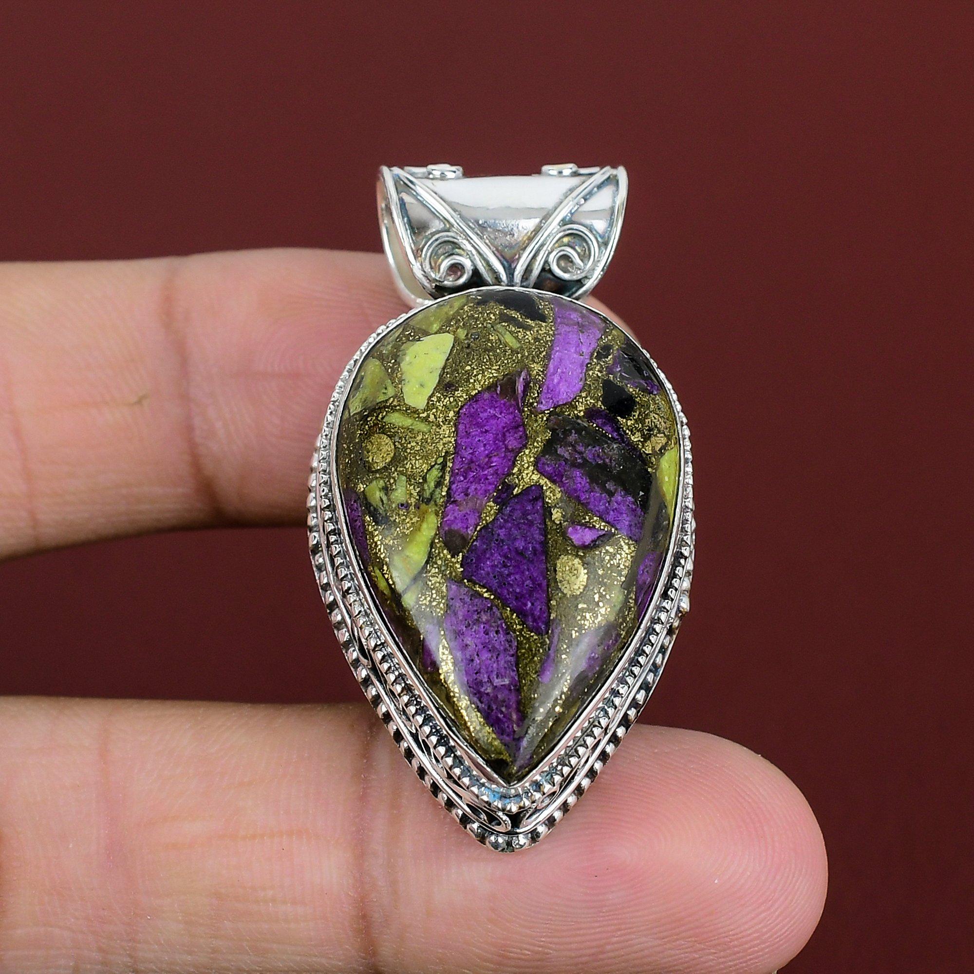 Copper Purpurite Pendant Natural Gemstone Pendant 925 Sterling Silver Pendant Vintage Pendant Decent Jewelry Handmade Pendant Wedding Gifts
