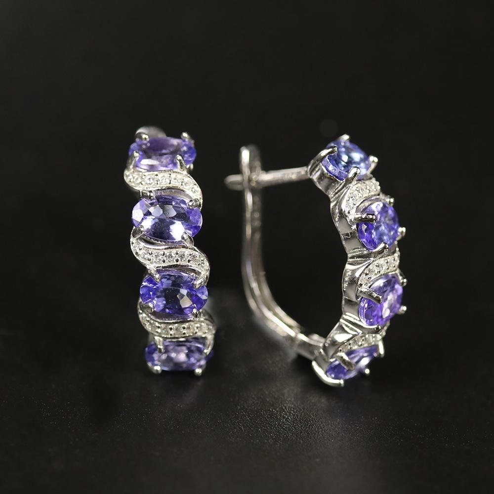 Серьги с застежкой из натурального синего танзанита, 4 карата, настоящая Танзания, цвет aa, 6 шт., овальные, 4*6 мм, серебро 925 пробы, изысканные ювелирные изделия для женщин