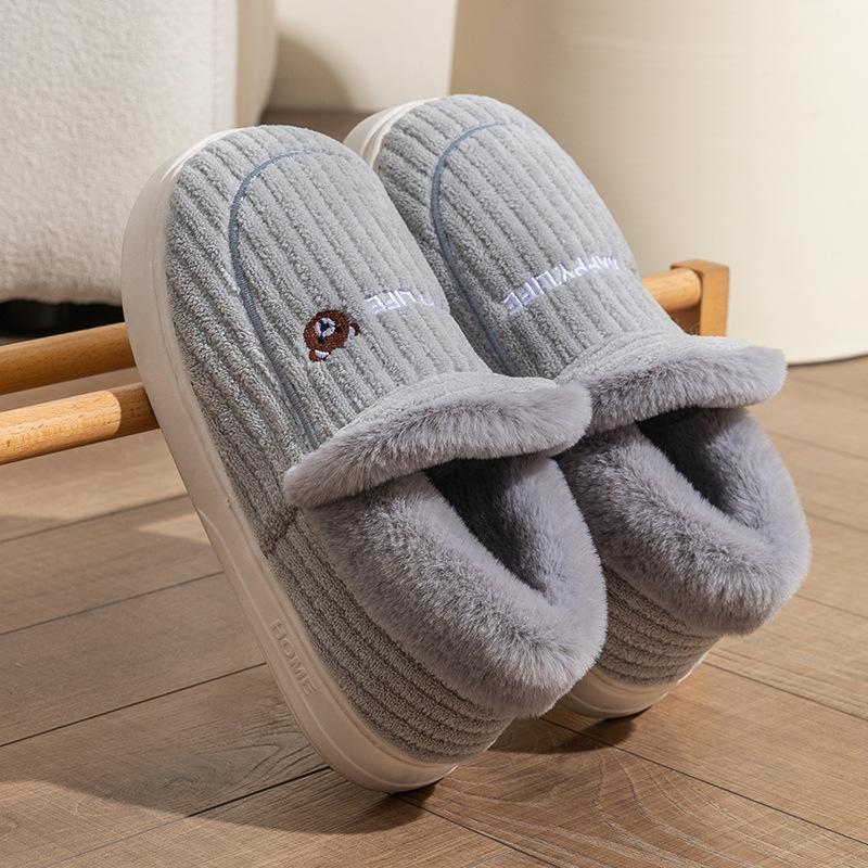 Cotton Slippers for Women In Spring, Autumn, and Winter for Home Use, Indoor Anti Slip Confinement Shoes, Thick Soled Home Warm Couple Slippers