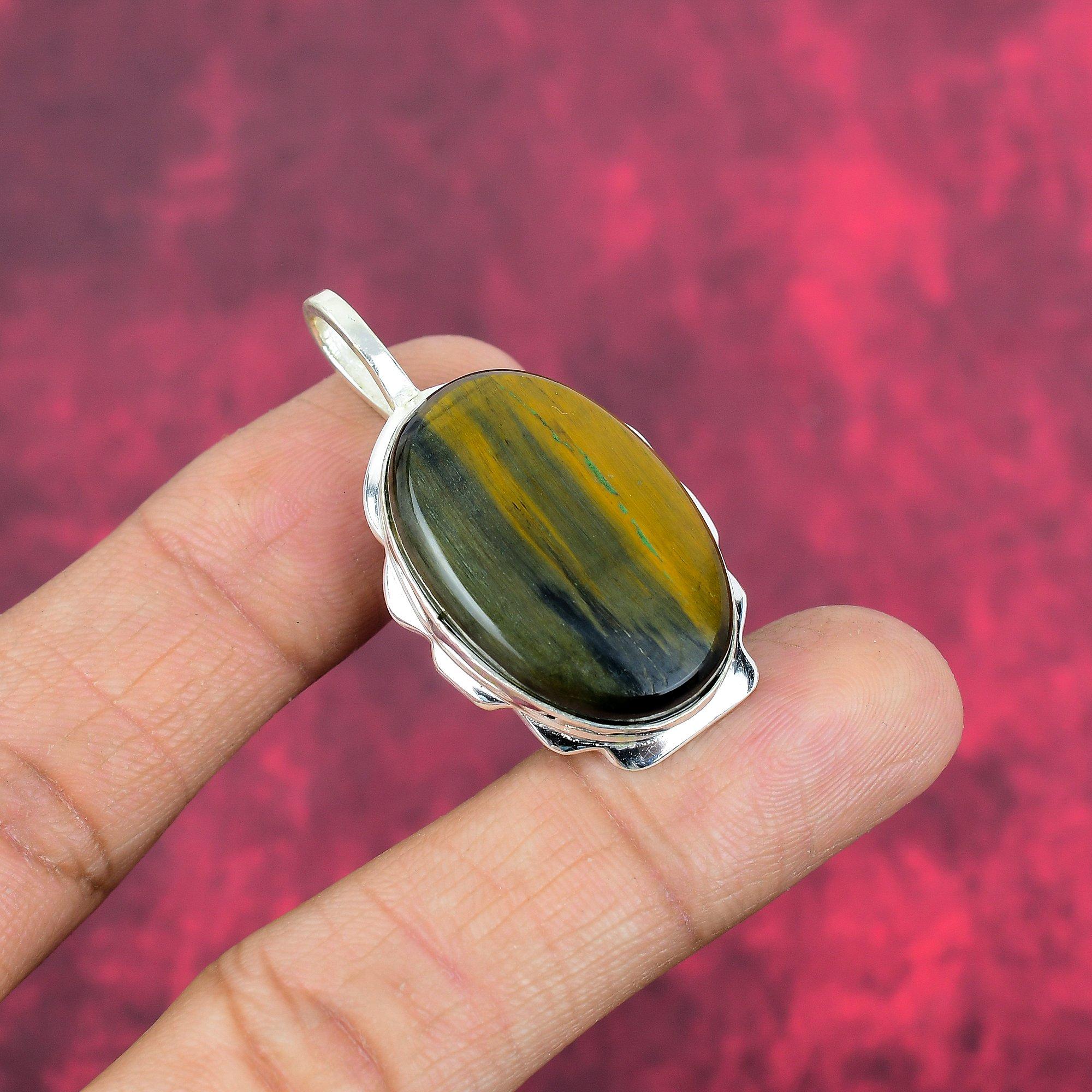 Tiger's Eye 925 Solid Sterling Silver Pendant, Handmade Gemstone Pendant Jewelry, Gifts For Wife Brand New Pendant