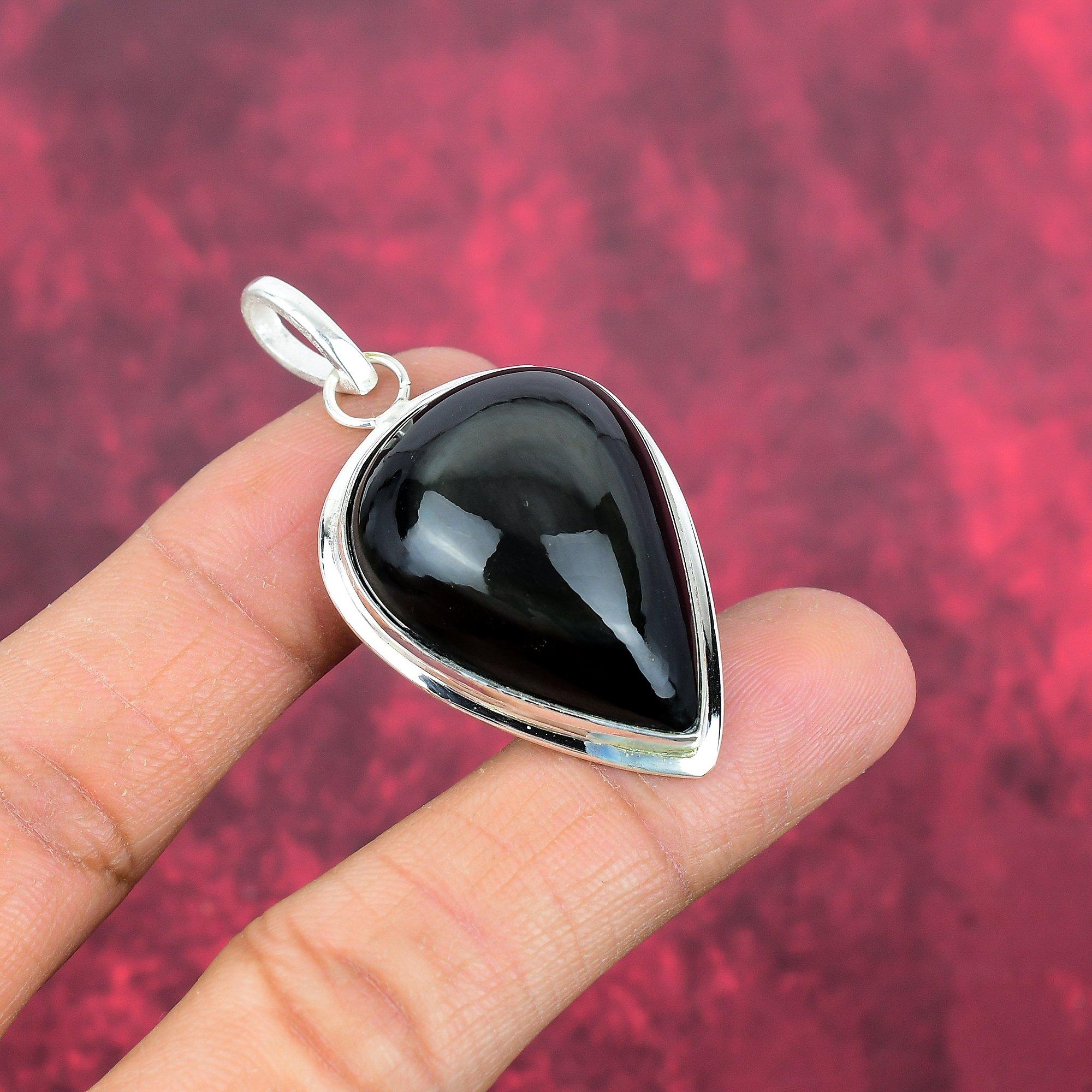 Stříbrný přívěsek 925 s obsidiánovým okem, ručně vyráběné šperky z drahokamů, dárky pro manželku, zbrusu nový přívěsek