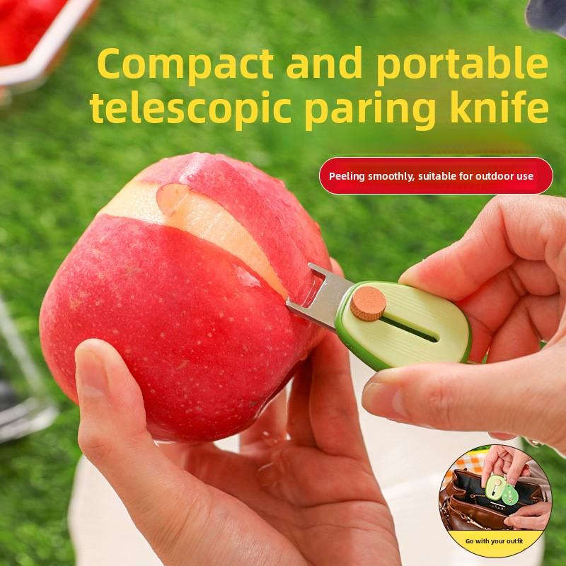 Portable Retractable Peeler Mini Multifunctional Fruit and Vegetable Peeler Stainless Steel Pocket Peeler for Travel and Outdoors