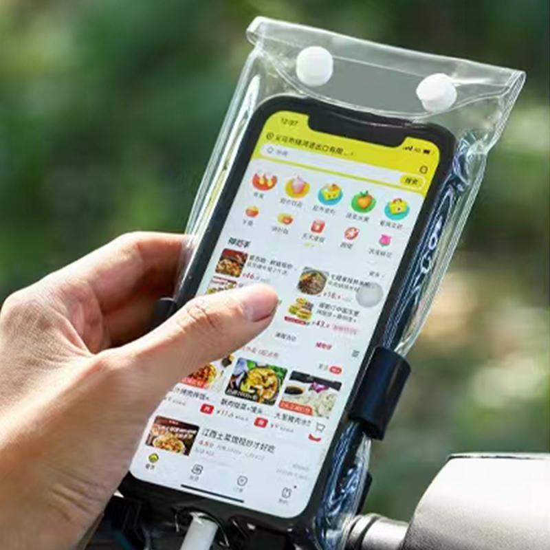 Motorcycle Phone Holder Bag Handlebar Waterproof Clear Phone Pouch Phone Rain Cover for Takeaway Rider
