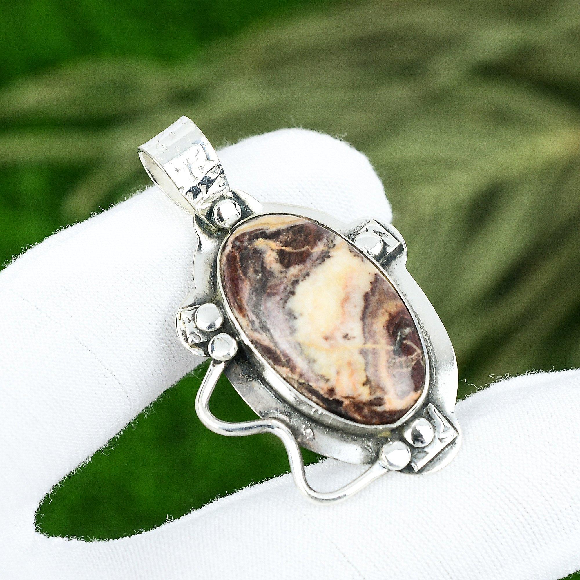 Sisters Day Deal Coconut Jasper Stone Bezel Birthday Pendant 925 Sterling Silver