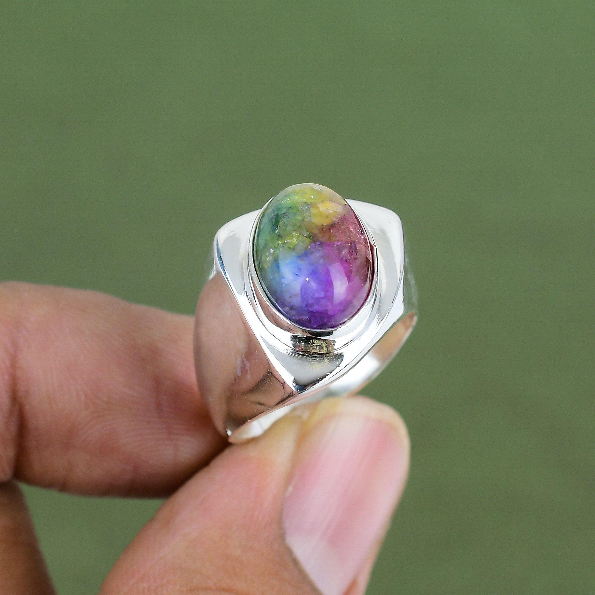 Rainbow Solar Quartz Druzy Ring 925 Sterling Silver Ring Amazing Handmade Ring Elegant Gemstone Jewelry Gift For Love Available In Ring Size