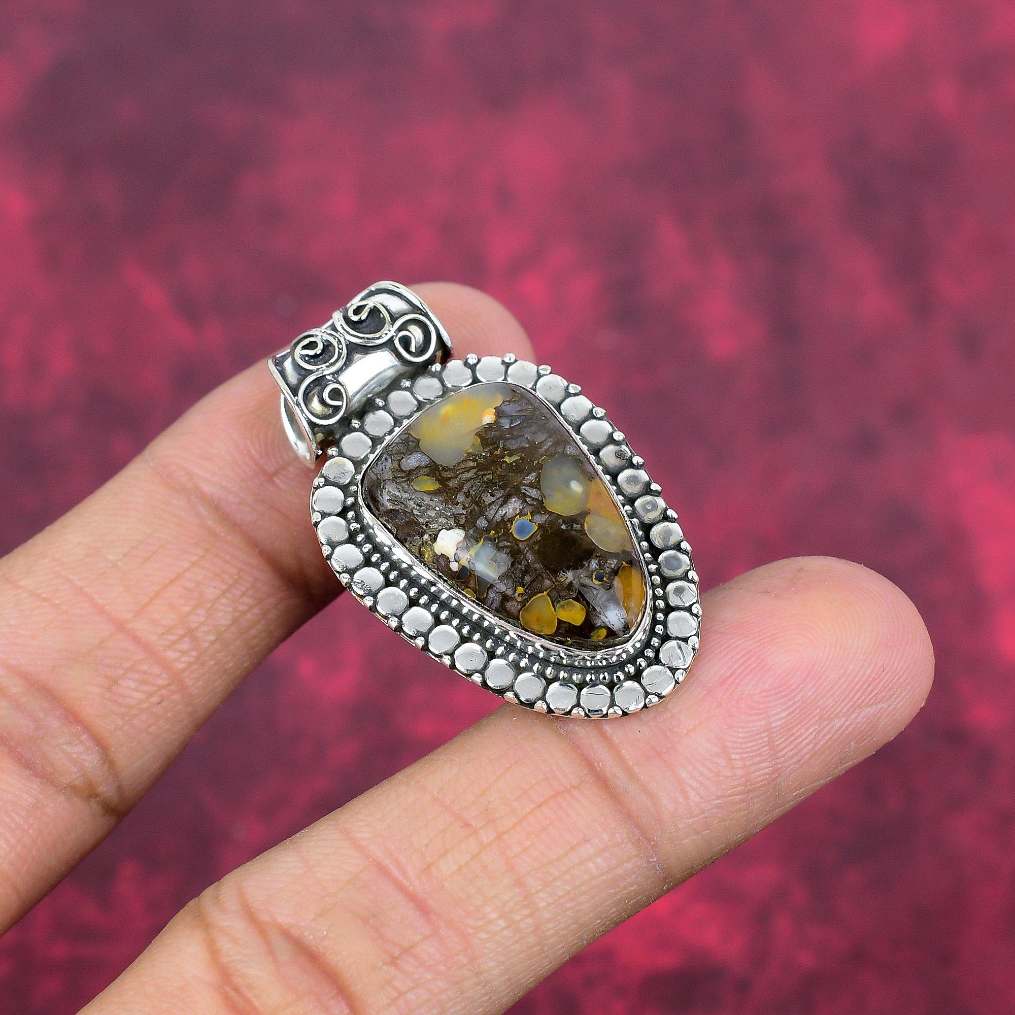 Fruchtjaspis Schmuck, Handgefertigter Edelsteinanhänger, 925 Massiv Sterlingsilber Anhänger Antikschmuck, Für Verlobungsgeschenk