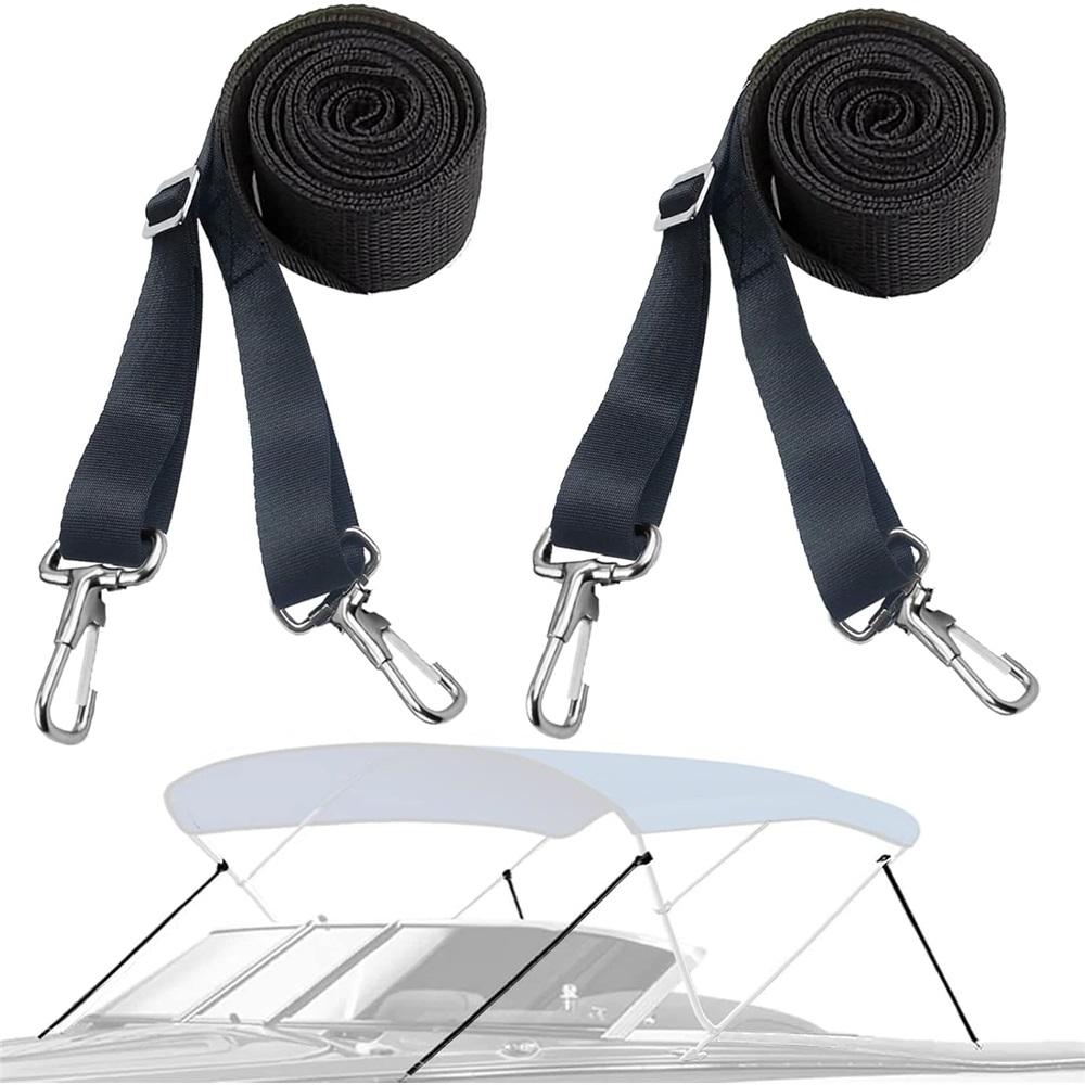 2-Piece Adjustable Bimini Boat Top Strap With Double Head Snap Hook, Heavy Duty Canopy Strap 28“-60” Boat Nylon Bimini Boat Top Strap