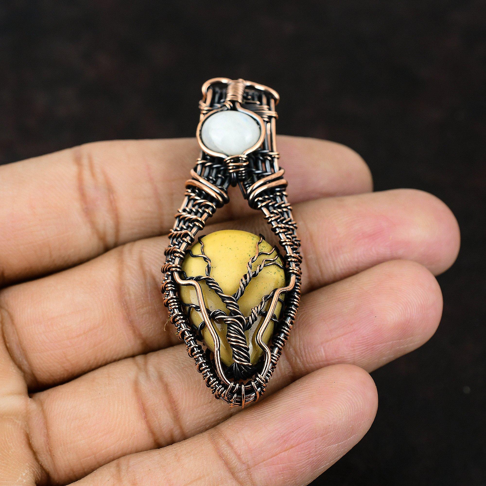Tree Of Life Mookaite Gemstone Copper Pendant Copper Wire Wrapped Jewelry Rainbow Moonstone Gemstone Handmade Pendant For Her Gift For Mom