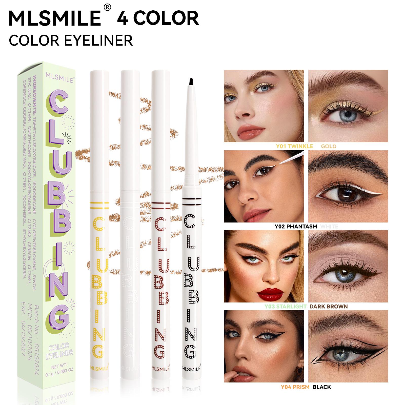 4-color Colorful Vibrant Girl Series Eyeliner Rubber Pen Not Easy To Smudge Gold White Black Color Silky Eyeliner Stage Eye Makeup