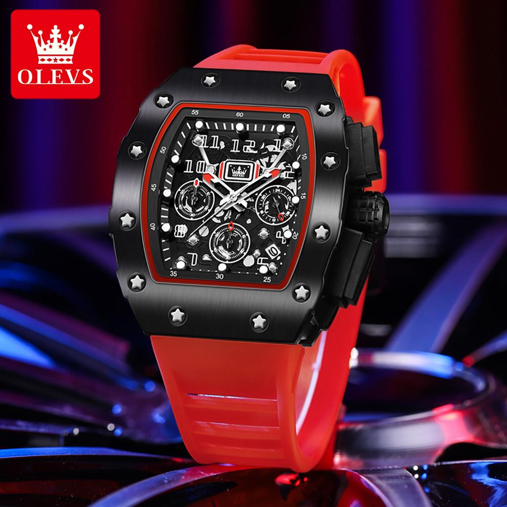 OLEVS Orologio Uomo 42mm Quadrante Grande Scheletrato Automatico - Acciaio Inox 316L Impermeabile Con Funzione Luminosa - Regalo Con Scatola