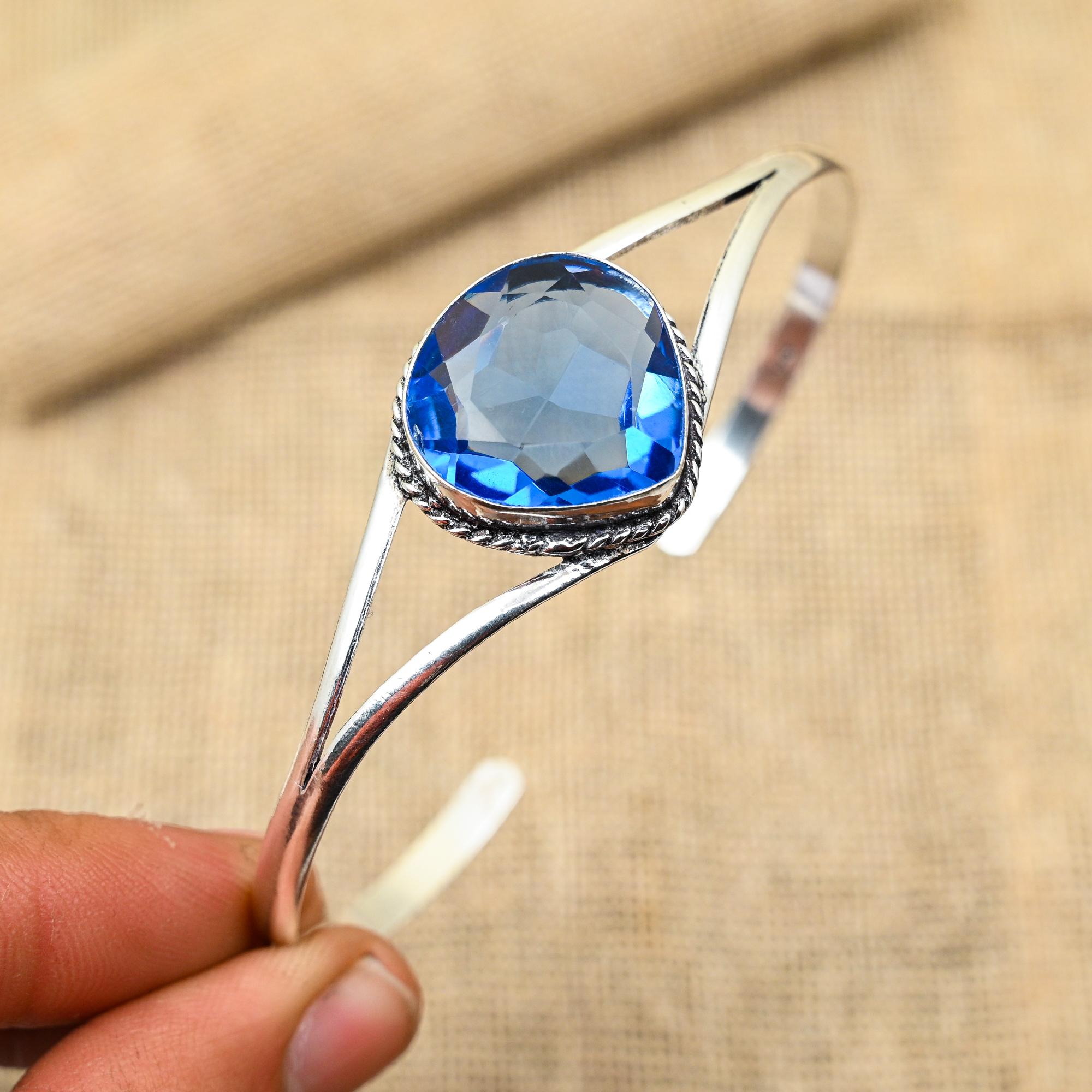 Tanzanite drahokam 925 mincovní stříbro ručně vyráběný náramek/manžeta pro svatební dar