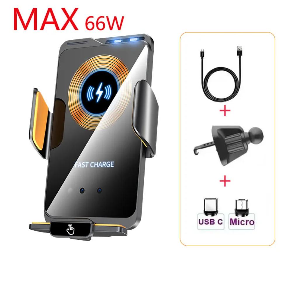 66W Bezdrátový držák telefonu do auta Rychlé nabíjení Magnetická nabíječka Držák mobilního telefonu do auta Stojan pro iPhone Samsung Xiaomi