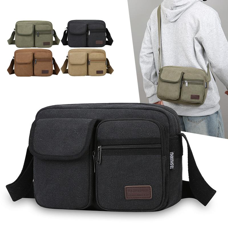 Skuldervesker i lerret for menn Uformelt reiseveske Crossbody-veske for menn Luksuriøse messenger-vesker Mote håndveske av høy kvalitet