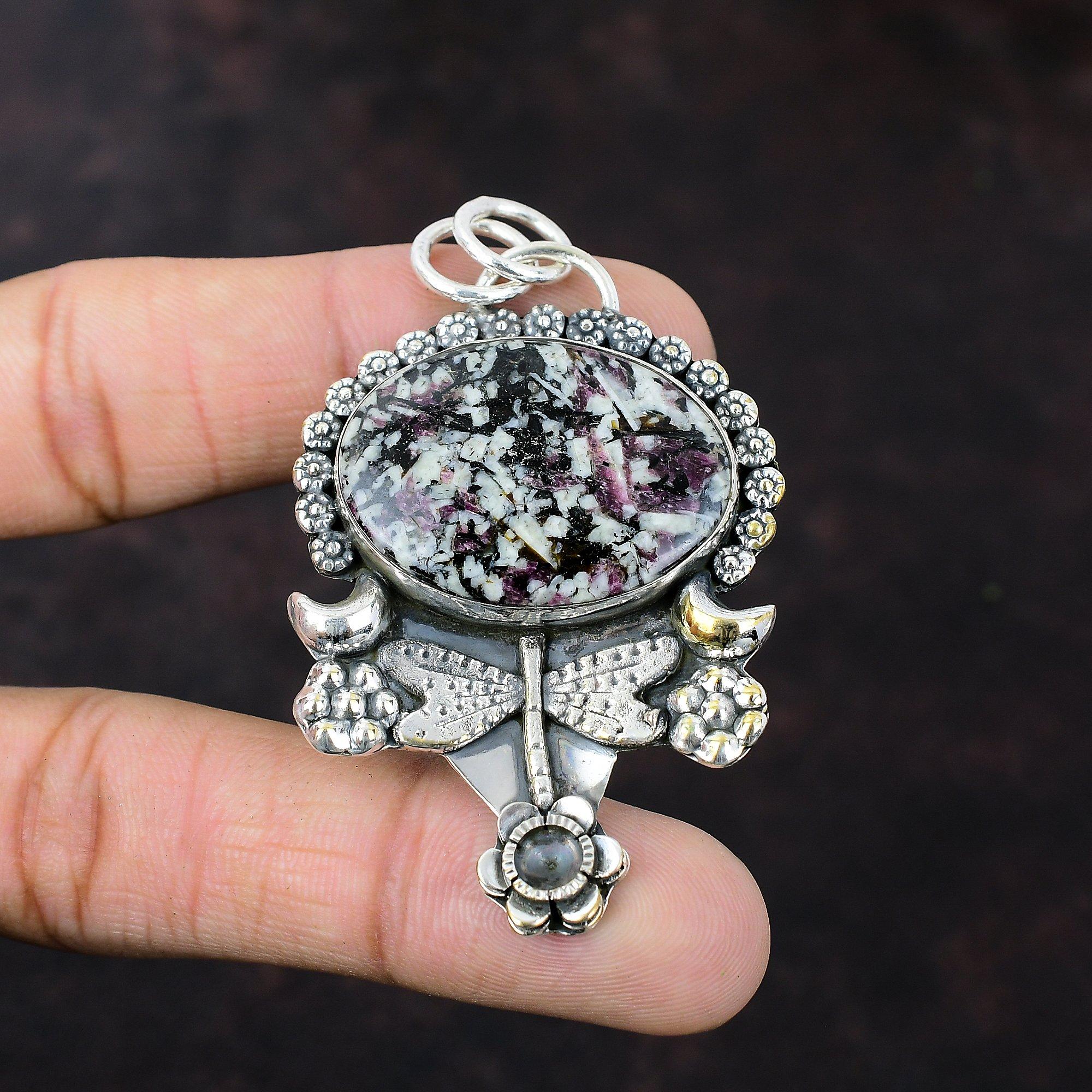 Eudialyte Pendant 925 Sterling Silver Pendant Very Pretty Gemstone Pendant Dragonfly Jewelry Handmade Pendant Gift For Her Eudialyte Jewelry