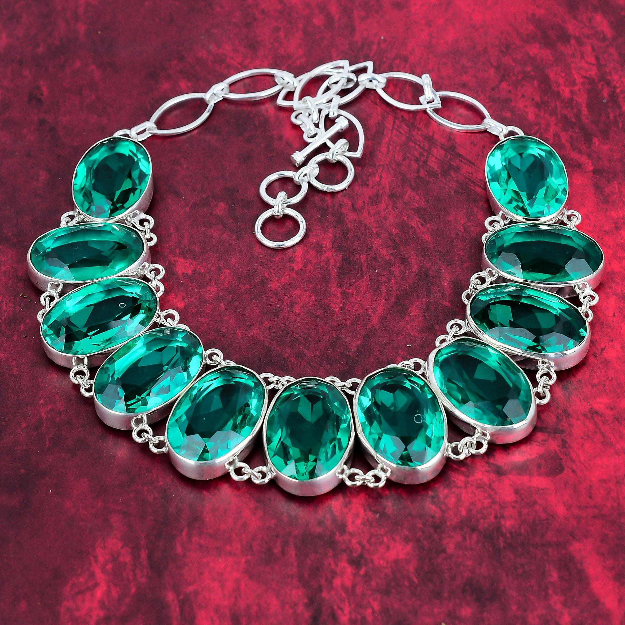 Faceted Indicolite Necklace, 925 Solid Sterling Silver Gemstone Handmade Necklace, Adjustable Chain Necklace, Gift For Antique Jewelry