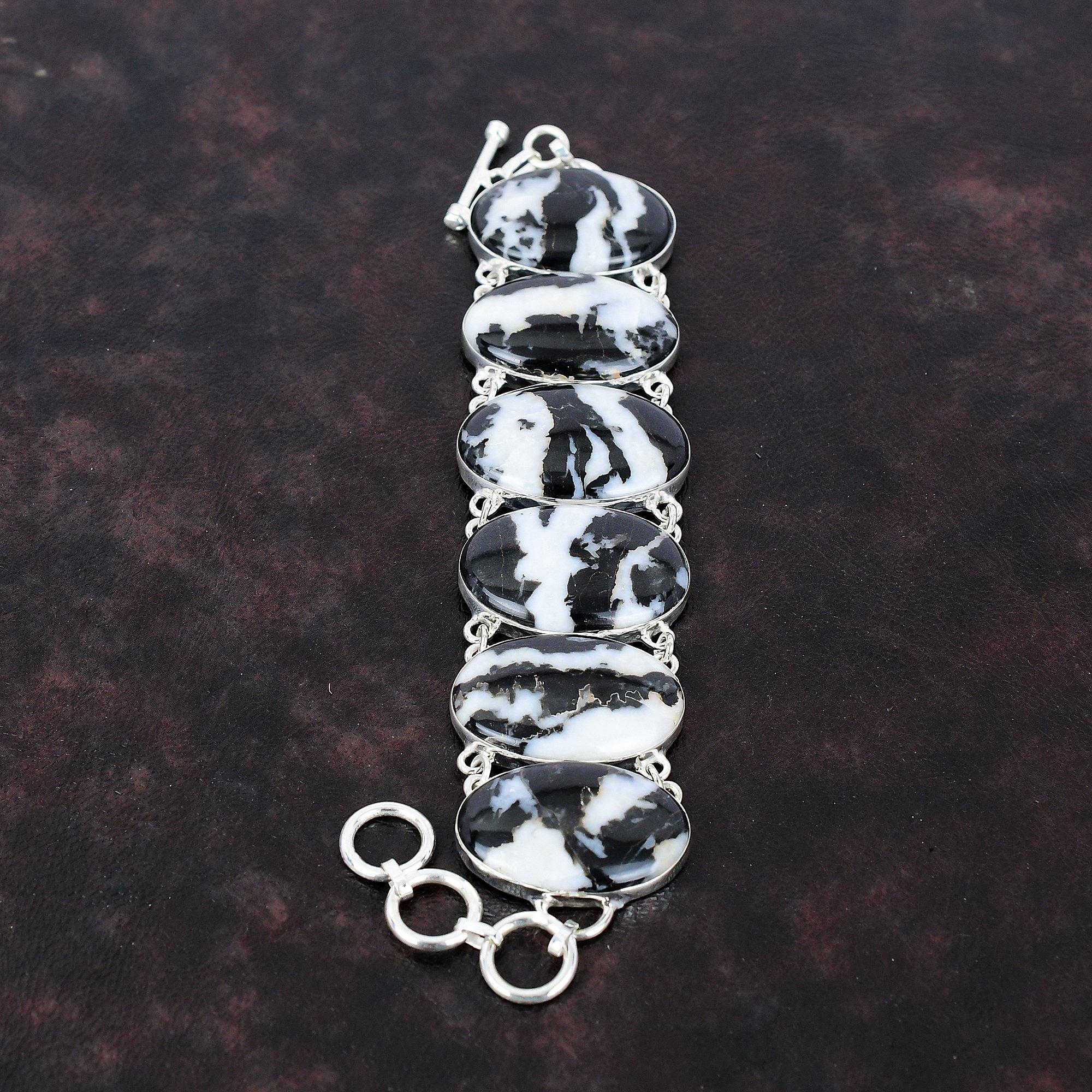 White Buffalo Turquoise Bracelet Gemstone Bracelet 925 Sterling Silver Bracelet Adjustable Chain Bracelet Handmade Bracelet Anniversary Gift