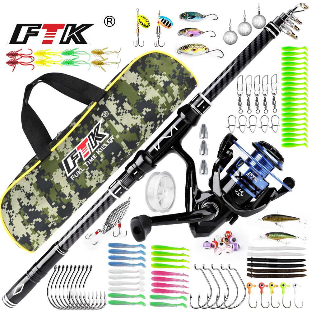 Fishing Rod and Reel Set 1.8m Carbon Fibre Telescopic Rod Paired with A Spinning Reel Featuring A 5.2:1 Gear Ratio Maximum Drag: 14kg