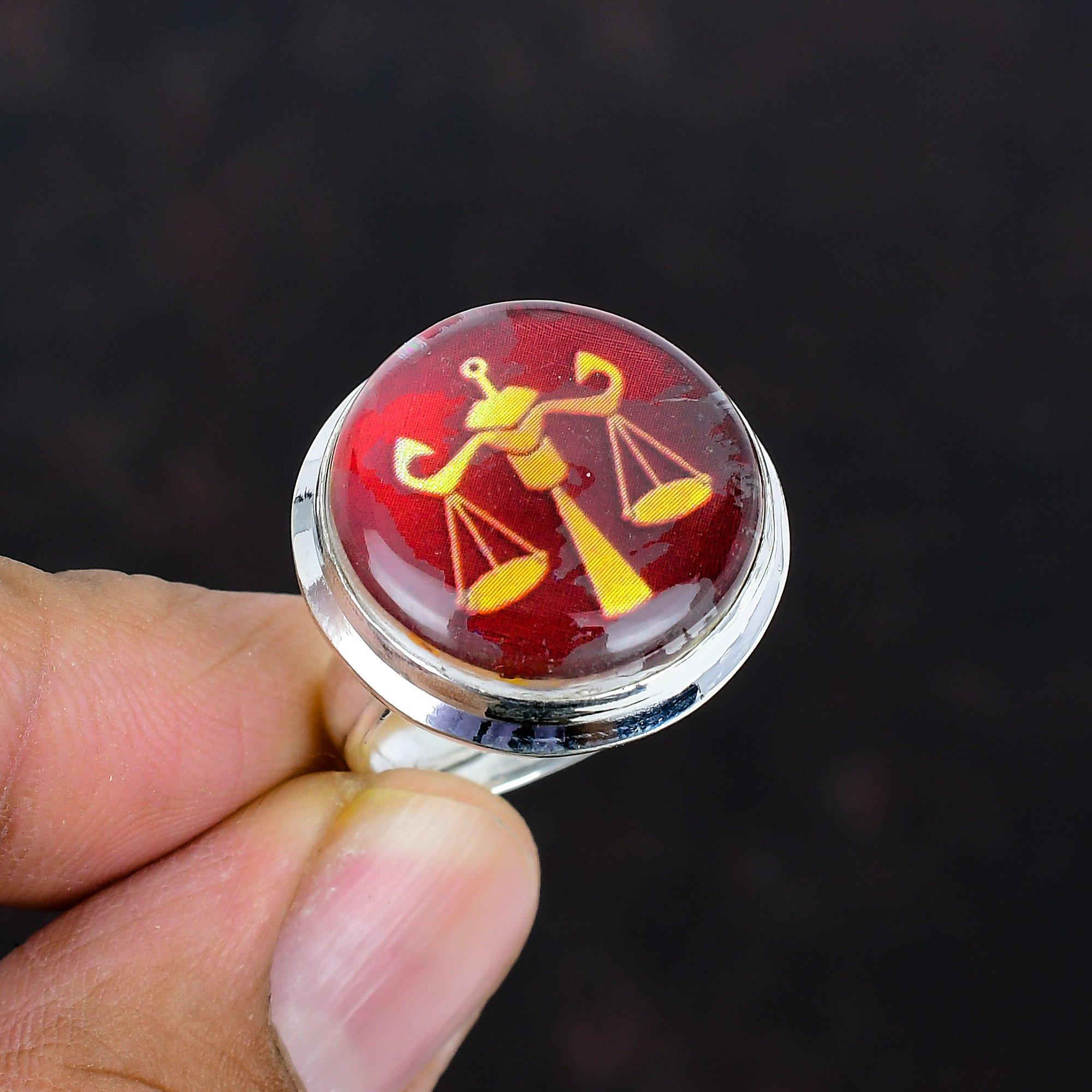 Libra Zodiac Sign In Red Onyx Ring Dainty Horoscope Ring 925 Sterling Silver Ring Libra Zodiac Astrological Jewelry Adjustable Gemstone Ring