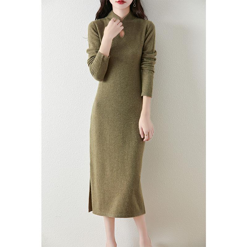 Women's Cashmere Dress Qinghe Cashmere 30% Cashmere 70% Wool Autumn and Winter Cashmere Skirt Soft and Warm