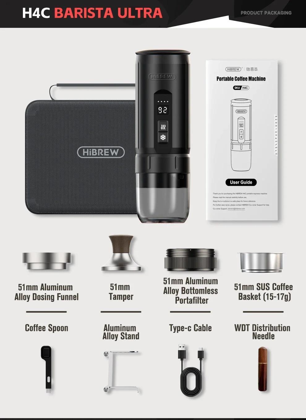 New HiBREW New Portable Espresso Coffee Machine for Car & Home Camping Coffee Maker Fit Nespresso Dolce Capsule Powder H4C