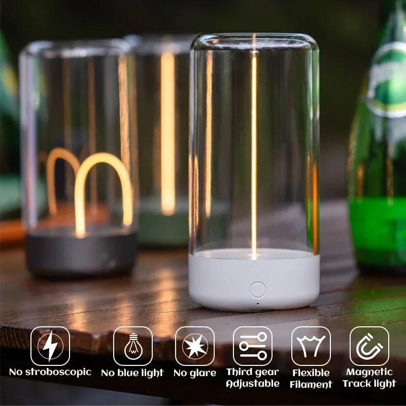 Minimalist Quantum Wire Ambient Magnetic Light Cordless Rechargeable Lamp for Bedroom Study Camping Gift