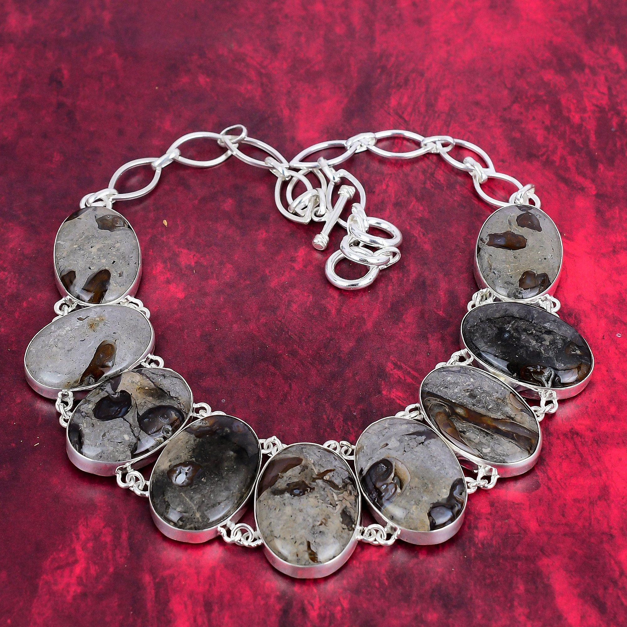 Rock Calci Dainty Gemstone Necklace, 925 Solid Sterling Silver Adjustable Chain Necklace Handmade Jewelry, For Wedding Gift