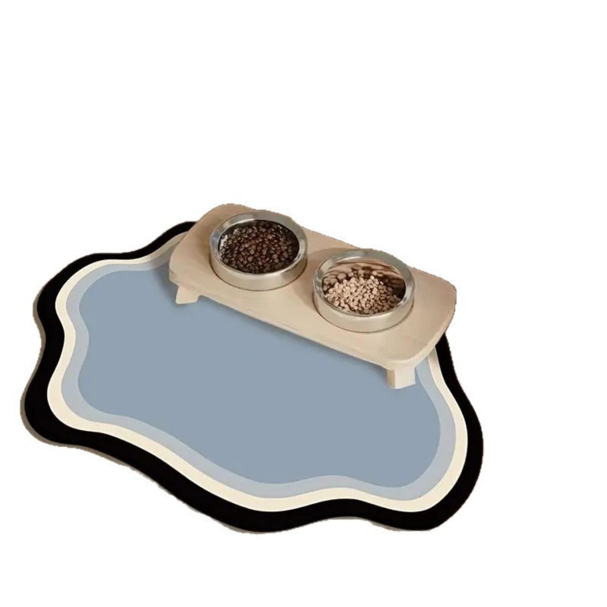 Non-Slip Cat Feeding Mat - 3 Cute Cats Design, Leak-Proof & Easy To Clean, Durable Silica Mud Pet Food Mat , Stylish & Functional Pet Placemat