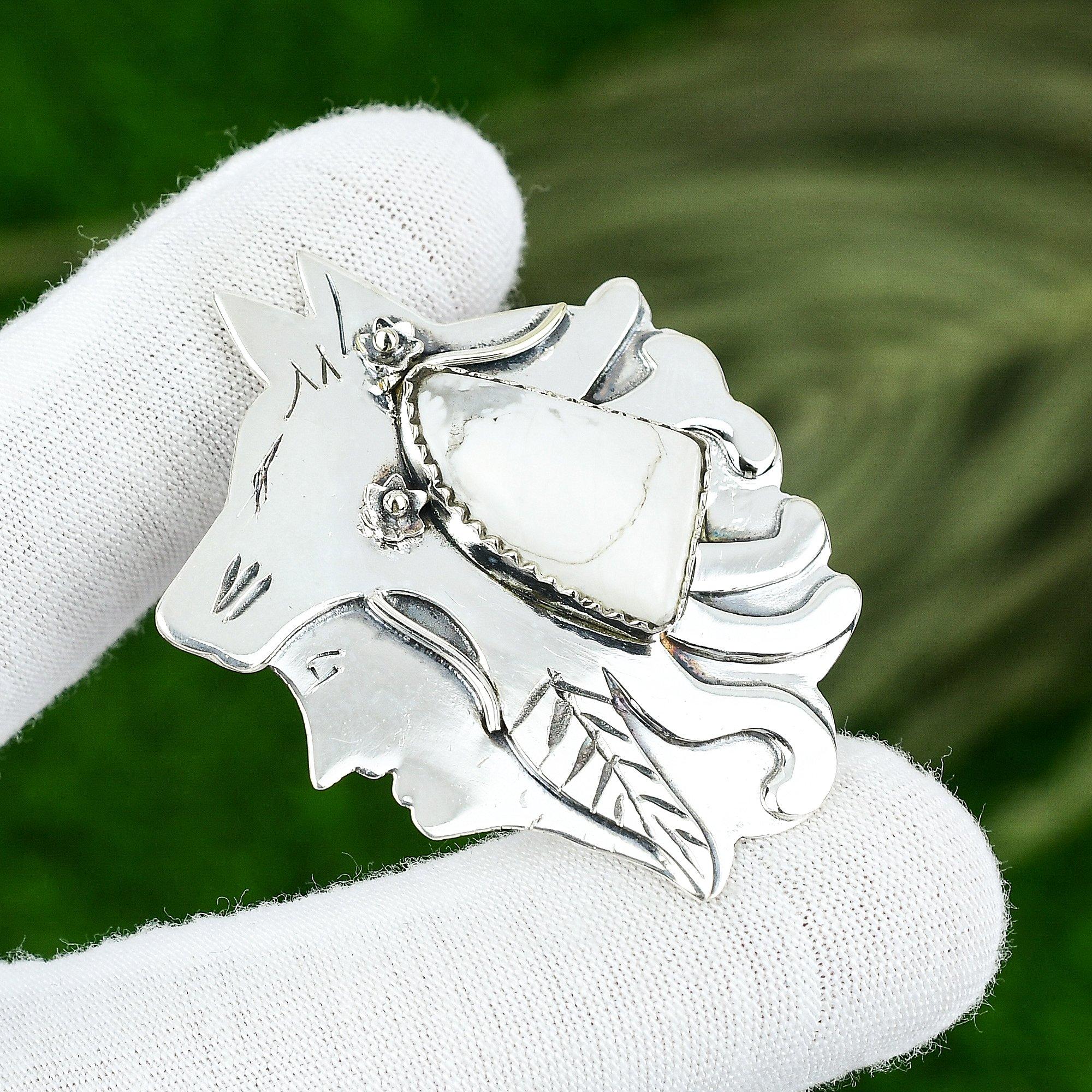 Naturlig Howlit Ädelstenshänge Vit 925 Sterlingsilver Indiska Smycken