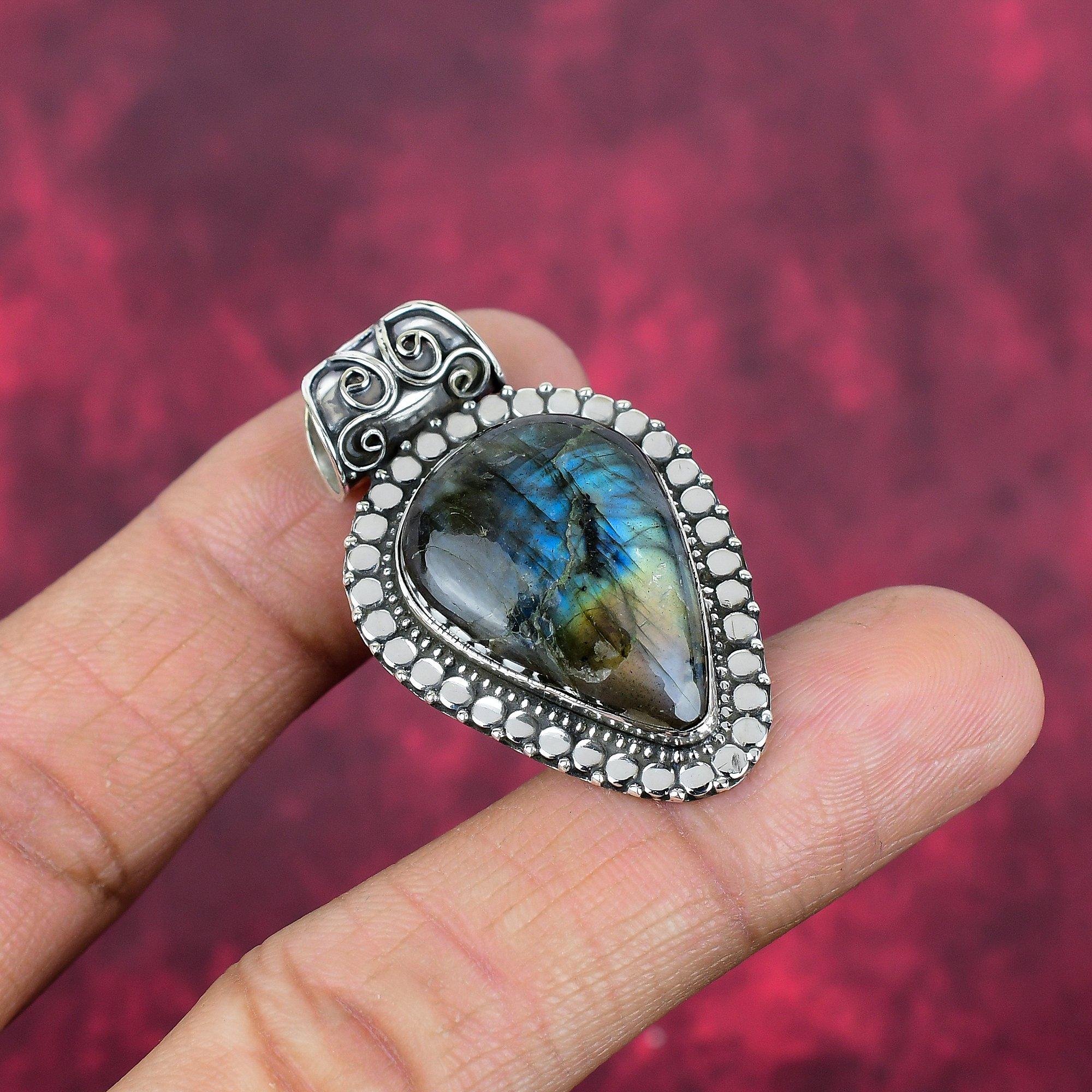 Labradorite Pendant, Handmade Gemstone 925 Sterling Silver Pendant Antique Jewelry, For Gift Silver Jewelry