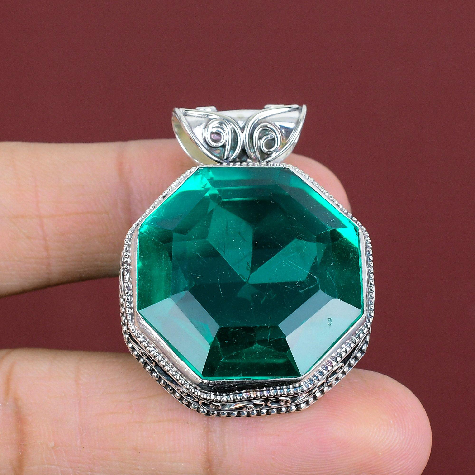 Faceted Chrome Diopside Pendant Gemstone Pendant Vintage Jewelry 925 Sterling Silver Pendant Handmade Pendant Engagement Gift Decent Jewelry