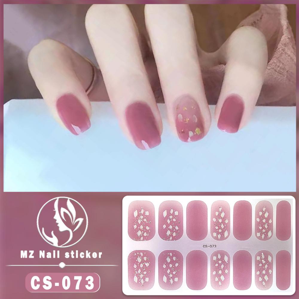 New type of bake-free gel nail polish film, full sticker, plaid spring and summer flower nail art film, nail film, waterproof paper patch