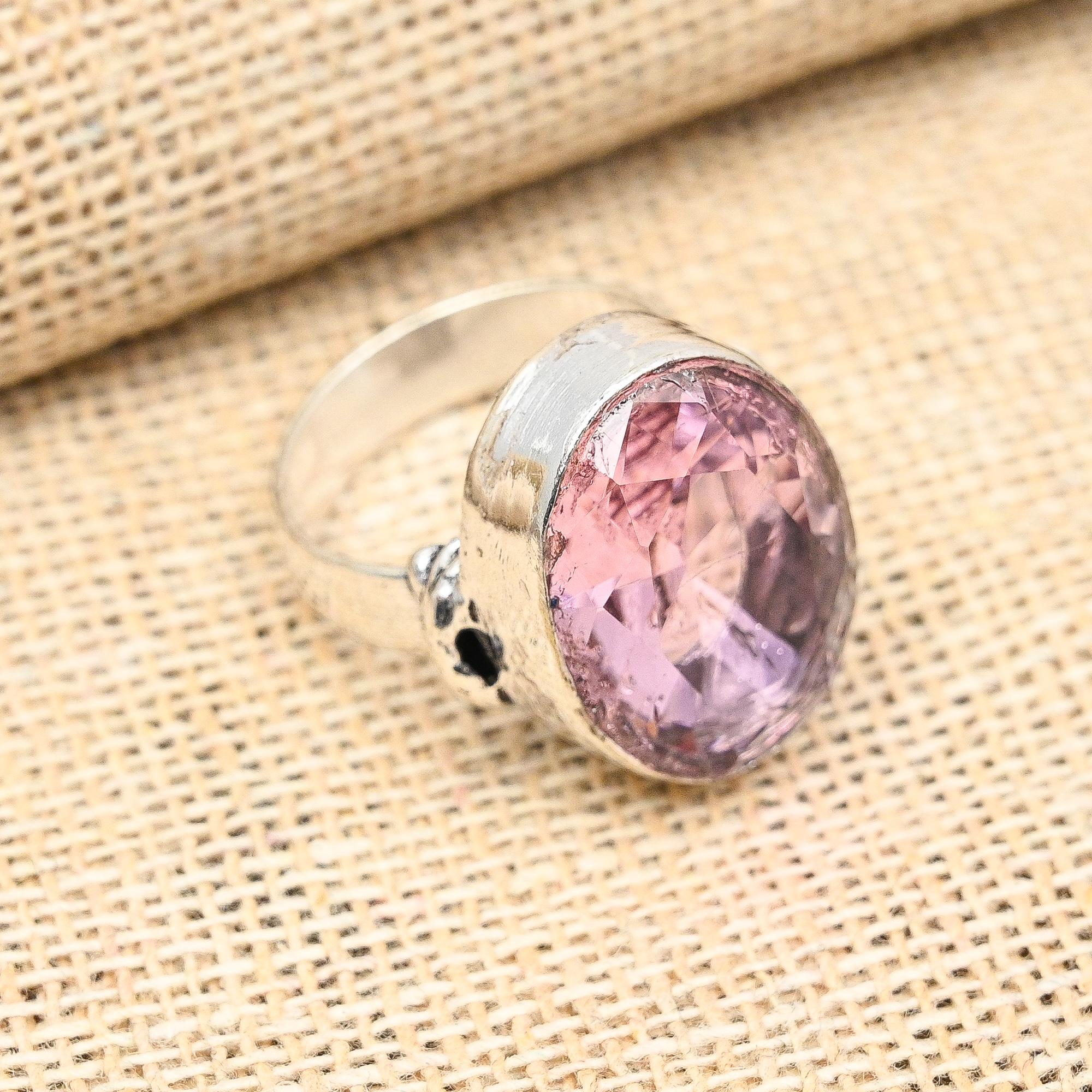 AAA+ Pink Kunzite Gemstone Håndlaget 925 Sterlingsølv smykkering for henne