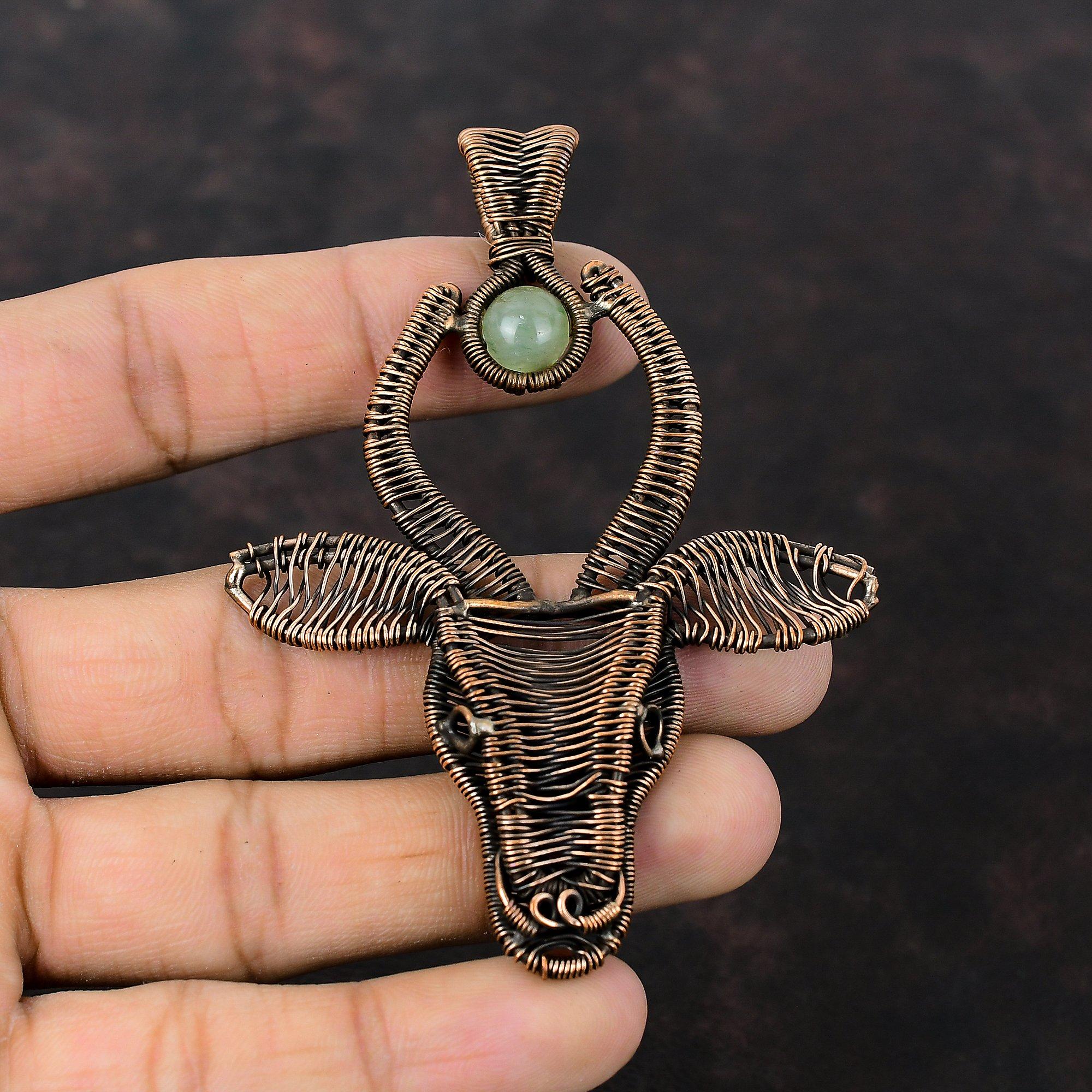 Green Aventurine Pendant Copper Wire Wrapped Pendant Handmade Jewelry Gemstone Pendant Copper Jewelry For Gift Very Pretty Bull Face Pendant