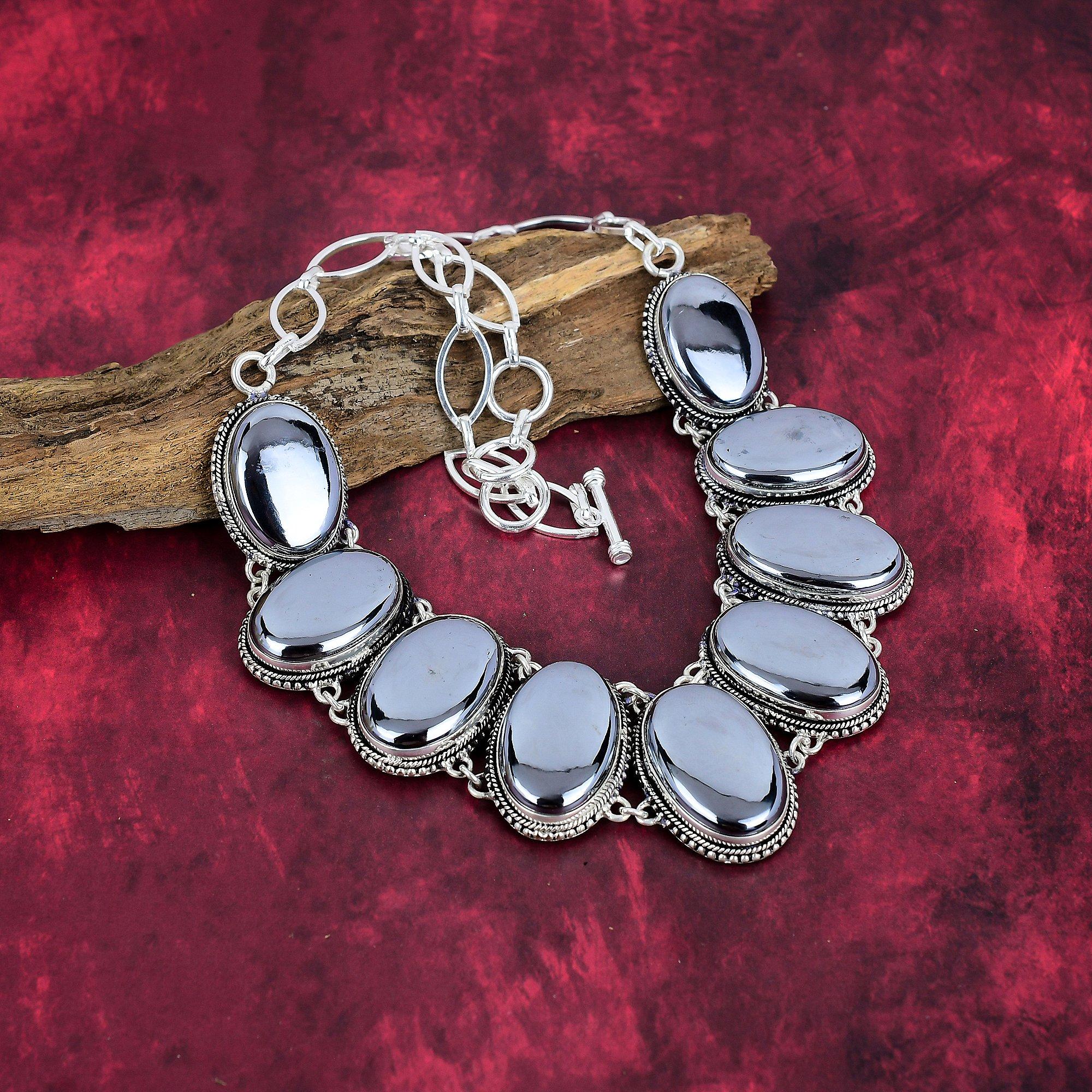 Halskette mit Schungit-Edelstein, 925er Sterlingsilber, handgefertigte Designer-Halskette, verstellbare Kette, Geschenk für Frauen