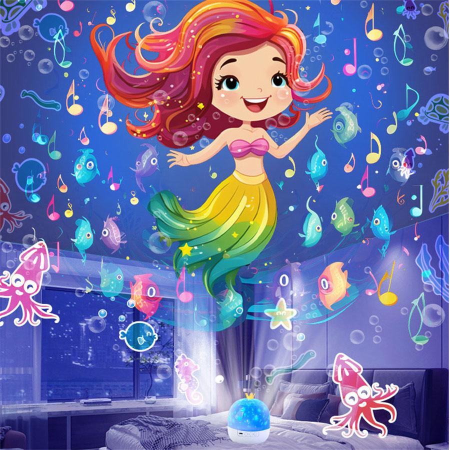 Dreamy Starry Sky Projection Lamp Birthday and Holiday Gift for Children Romantic Bluetooth Music Box Rotating HD Night Light Projection Light