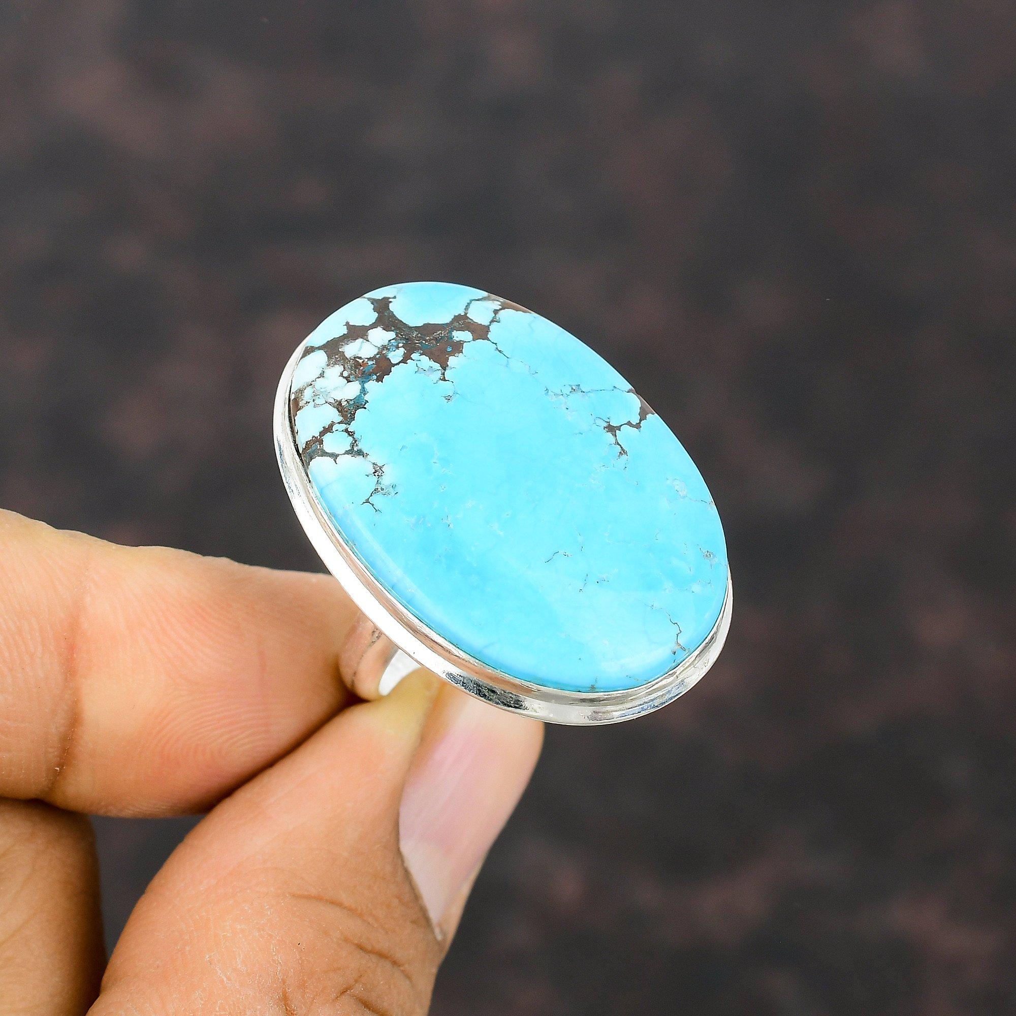 Tibetan Turquoise Ring Gemstone Jewelry 925 Sterling Silver Ring Adjustable Ring Tibetan Jewelry Handmade Ring Gift For Women Designer Ring