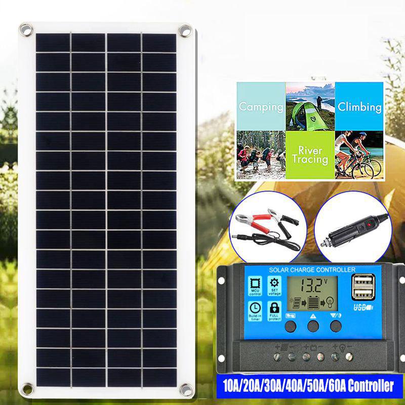 Pannello solare 12V Cella solare 10A-100A Controller Kit piastra solare per telefono CAMPER Auto Roulotte Casa Campeggio Batteria esterna