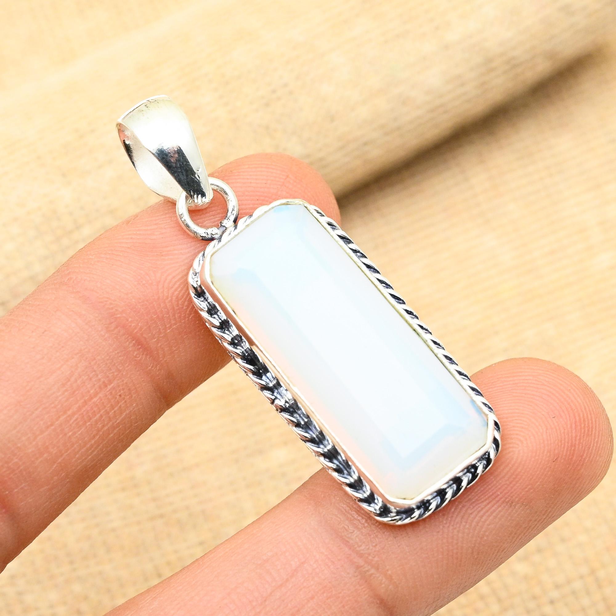 Milky Opal Gemstone Handmade 925 Sterling Silver Jewelry Lovely Pendant For Women