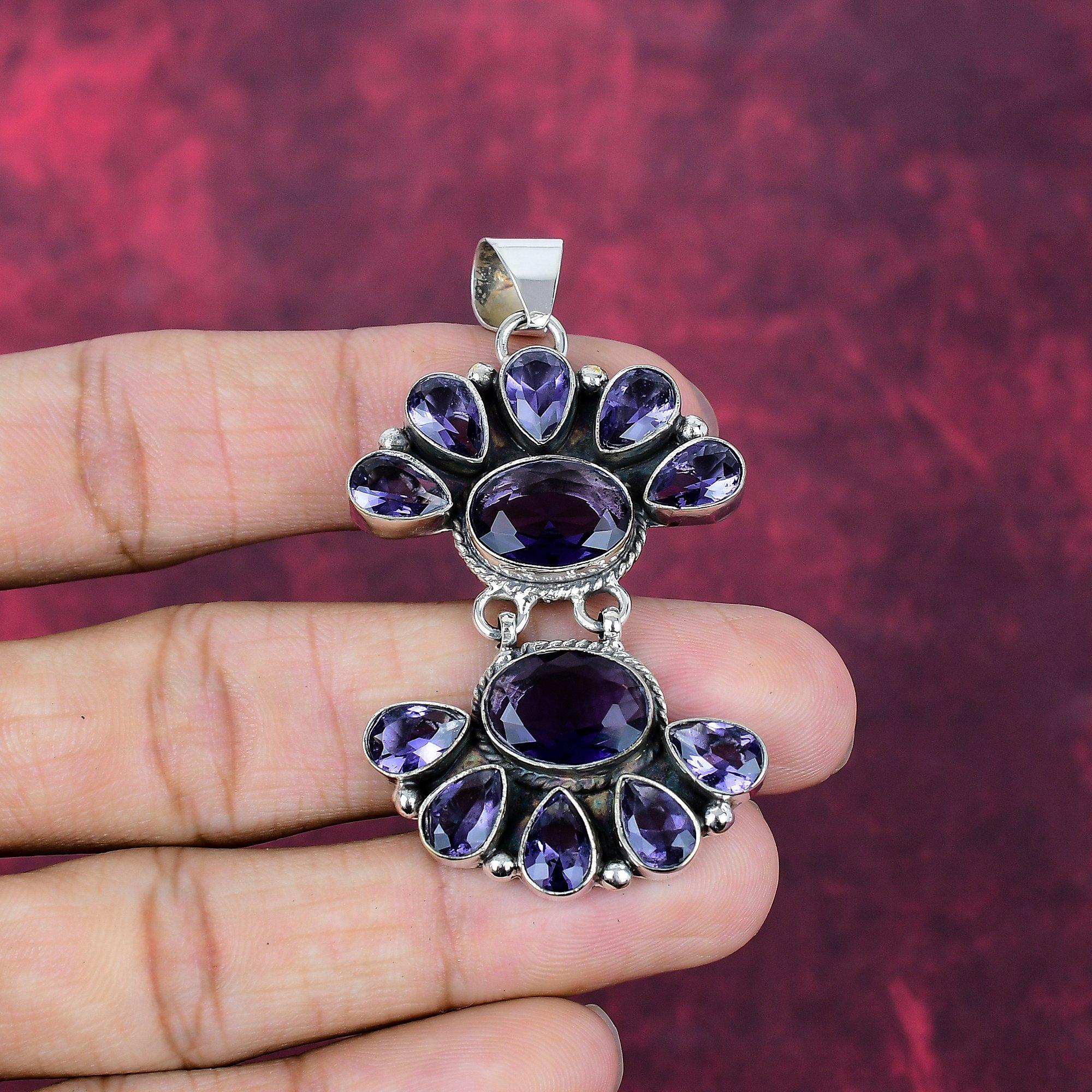 Amethyst Pendant, Gemstone 925 Sterling Silver Jewelry Pendant, Handmade Jewelry, For Anniversary Gift