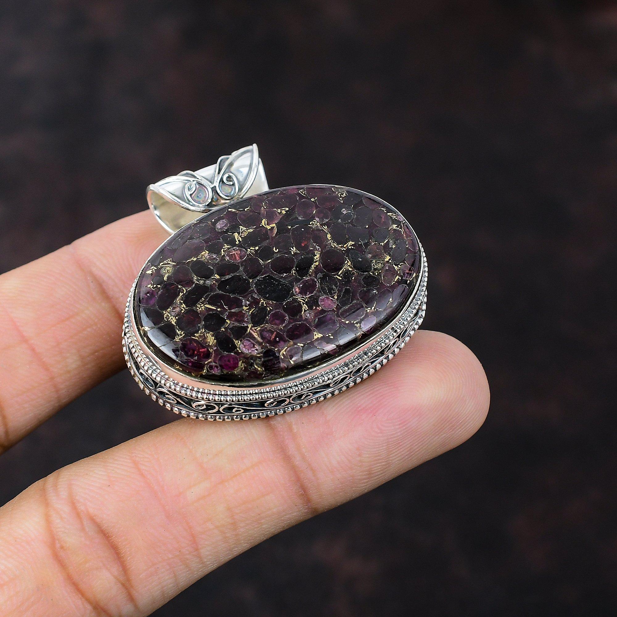 Copper Purple Turquoise Pendant 925 Sterling Silver Pendant Gemstone Pendant Vintage Jewelry Handmade Pendant Gift For Women Stylish Jewelry