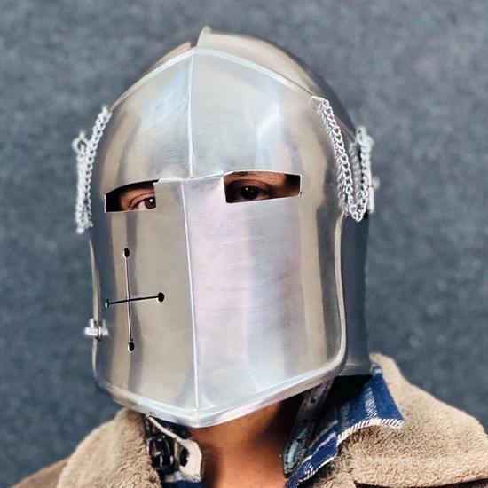 Barbuta Knight Helmet 18g Mild Steel Medieval Warrior Armor LARP Cosplay Costume Barbuta Visored Warrior Helmet