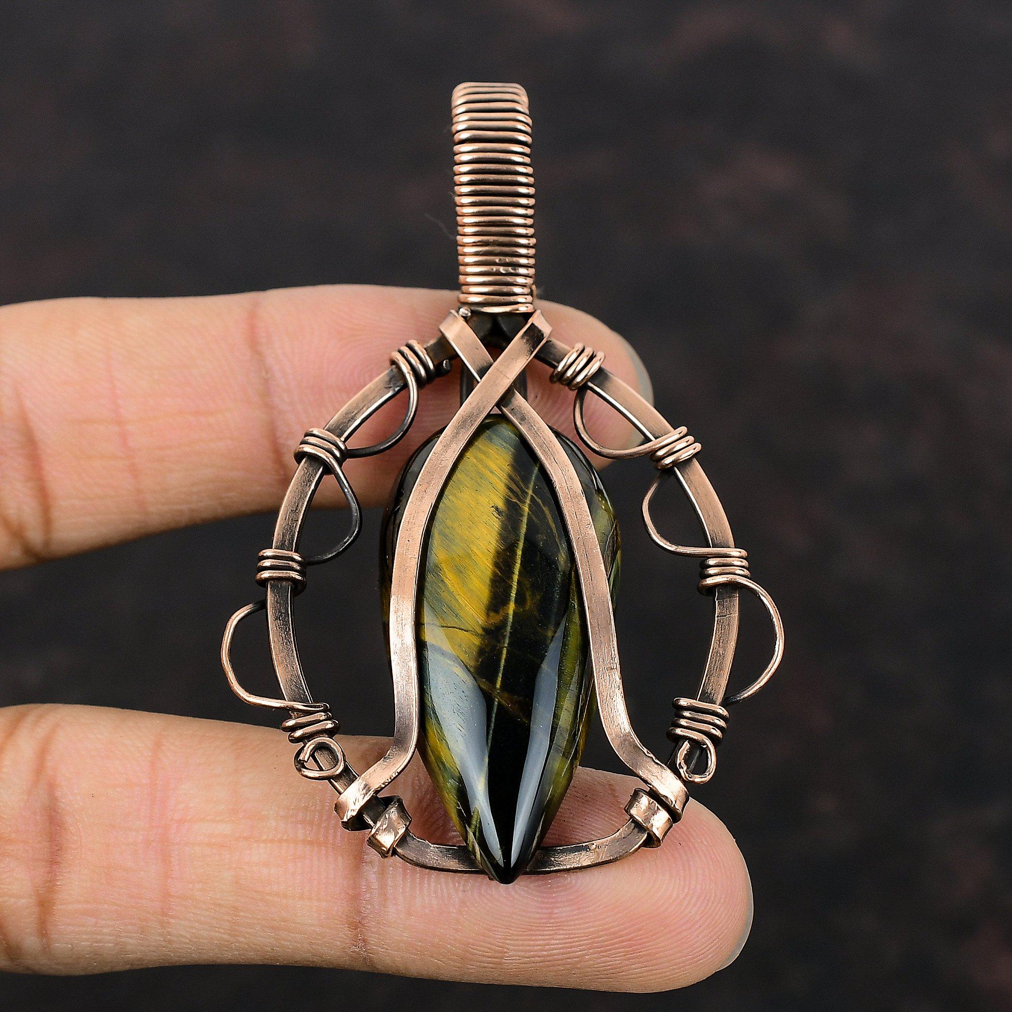 Nellite Pendant Copper Wire Wrapped Pendant Gemstone Pendant Copper Jewelry Handmade Pendant Nellite Jewelry Designer Pendant Gifts For Her