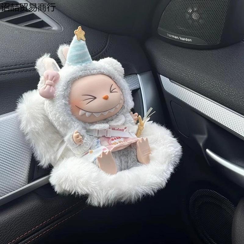 Bezpečnostní autosedačka pro panenku kreslený model židle pro Labubu Dekorace výstupu autosedačky pro panenku Labubu Styling interiéru auta
