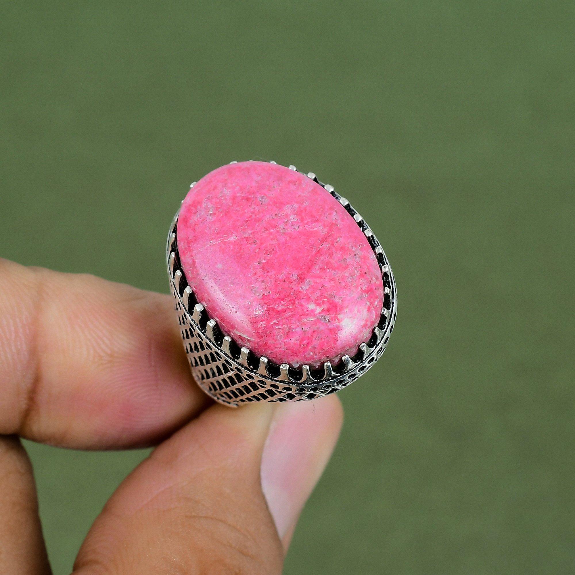 Thulite Ring 925 Sterling Silver Ring Natural Gemstone Jewelry Handmade Birthstone Ring Thulite Jewelry Gifts For Him Available In Ring Size