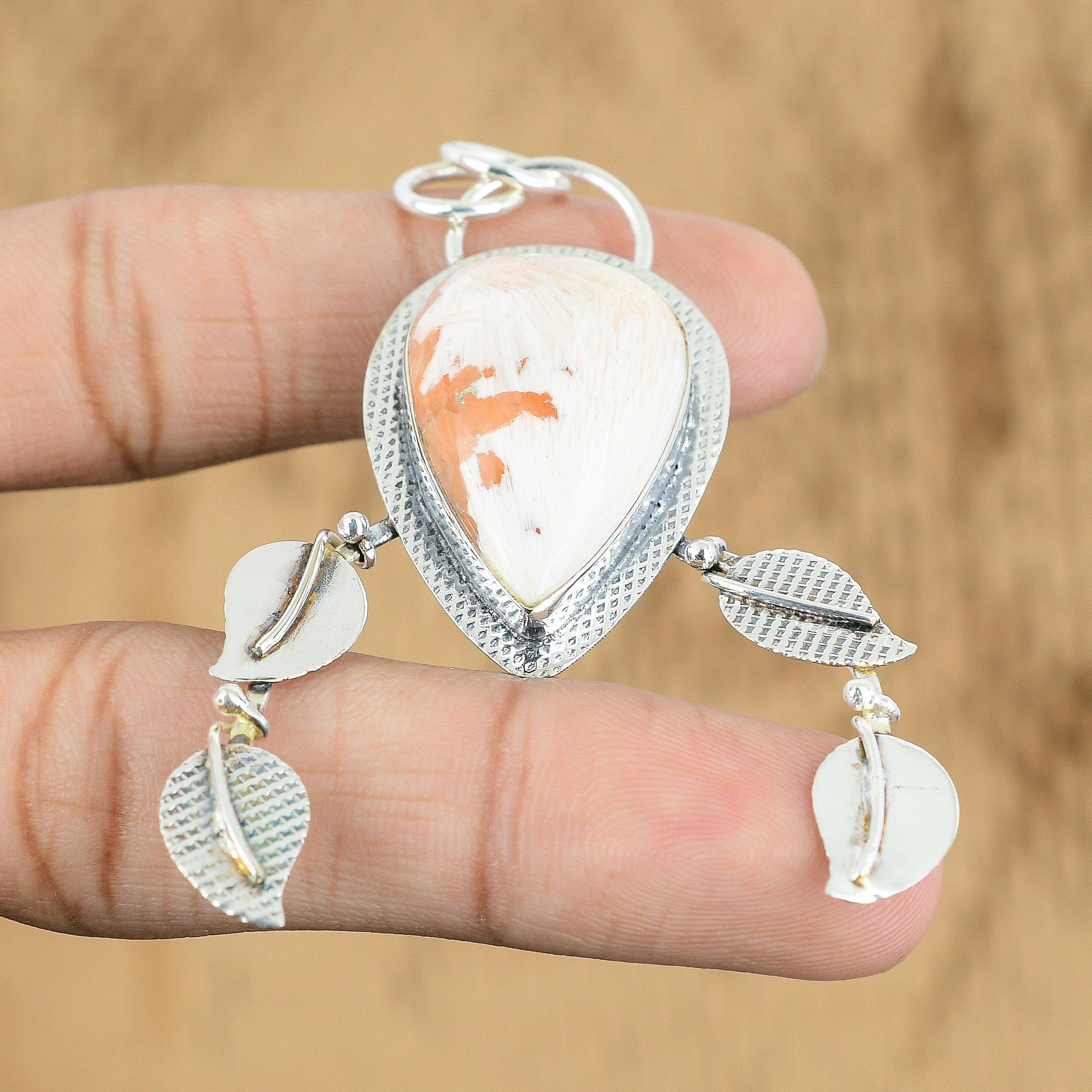 Gift For Her 925 Sterling Silver Natural Scolecite Gemstone Jewelry Pendant