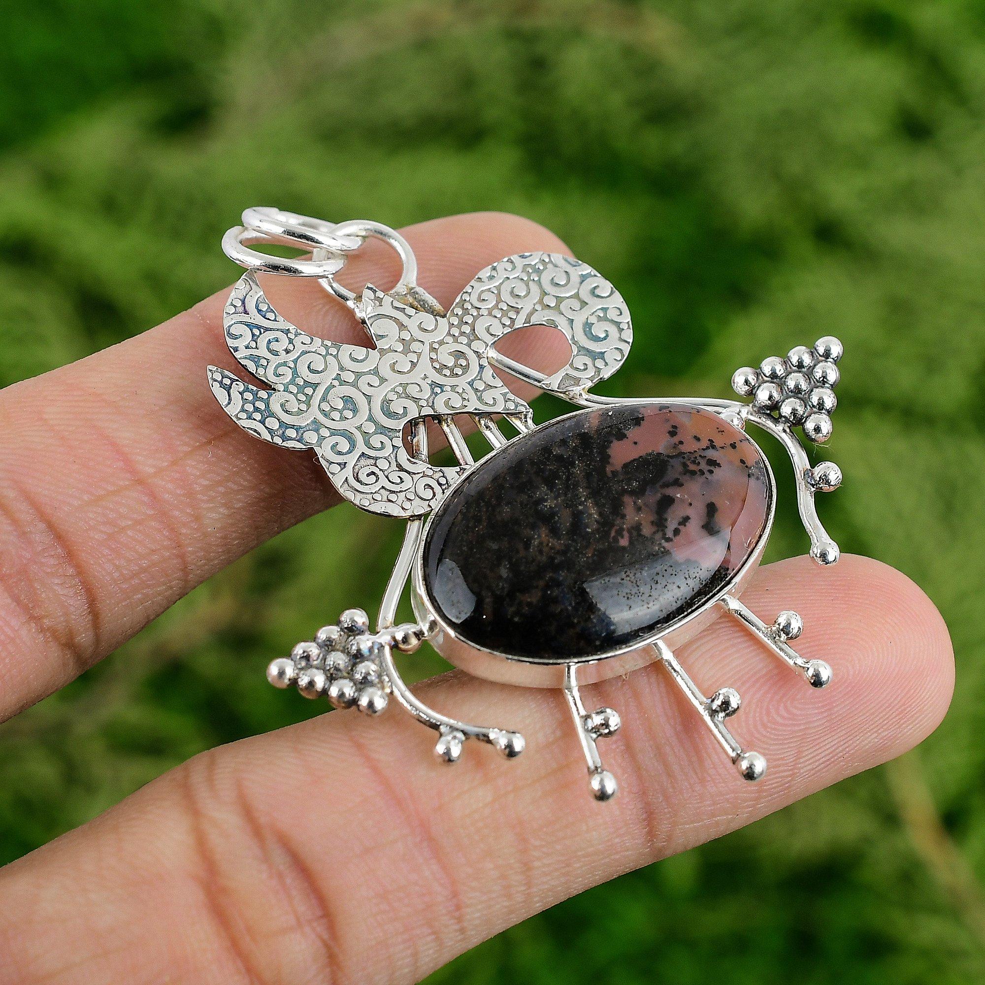 Daughters Day Deal Honey Dendrite Opal Stone 925 Sterling Silver Pendant Jewelry