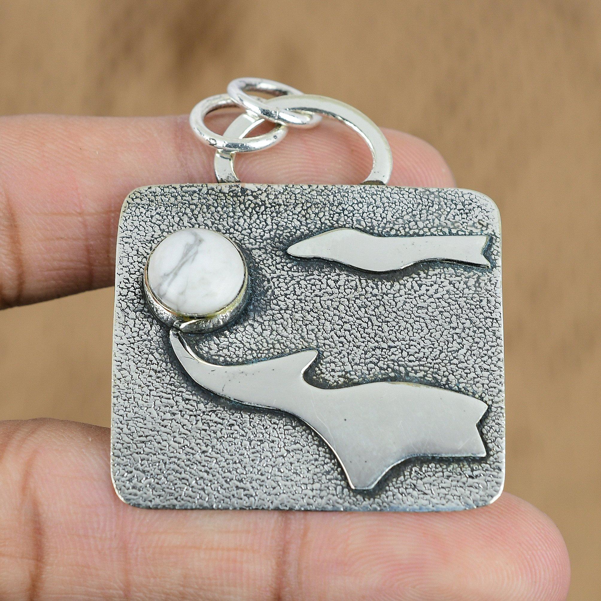Sterling Silver Natural Howlite No Stone Birthday Crown Chakra Sister Pendant