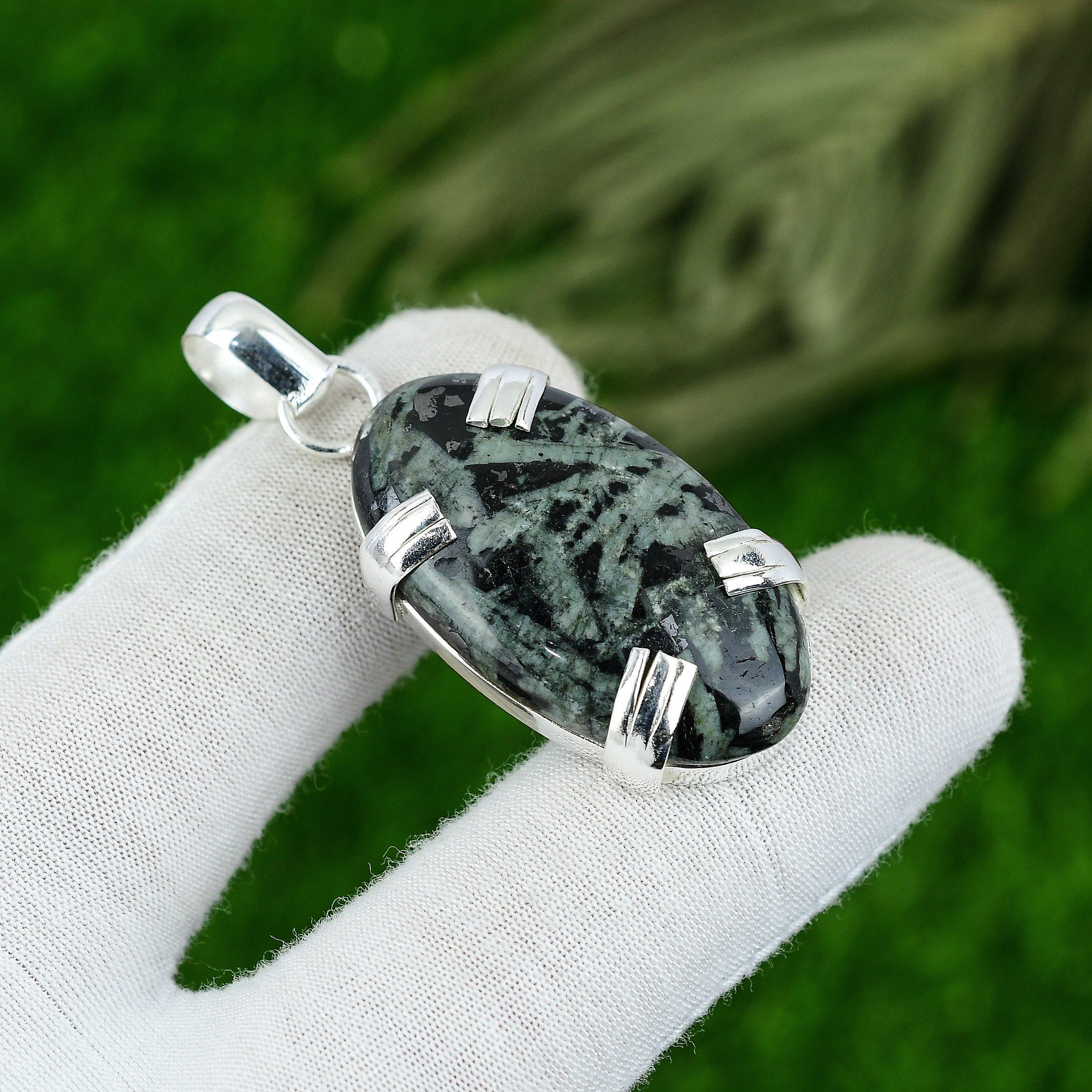 Natural Star Galaxy Gemstone Pendant Handmade 925 Sterling Silver Indian Jewelry