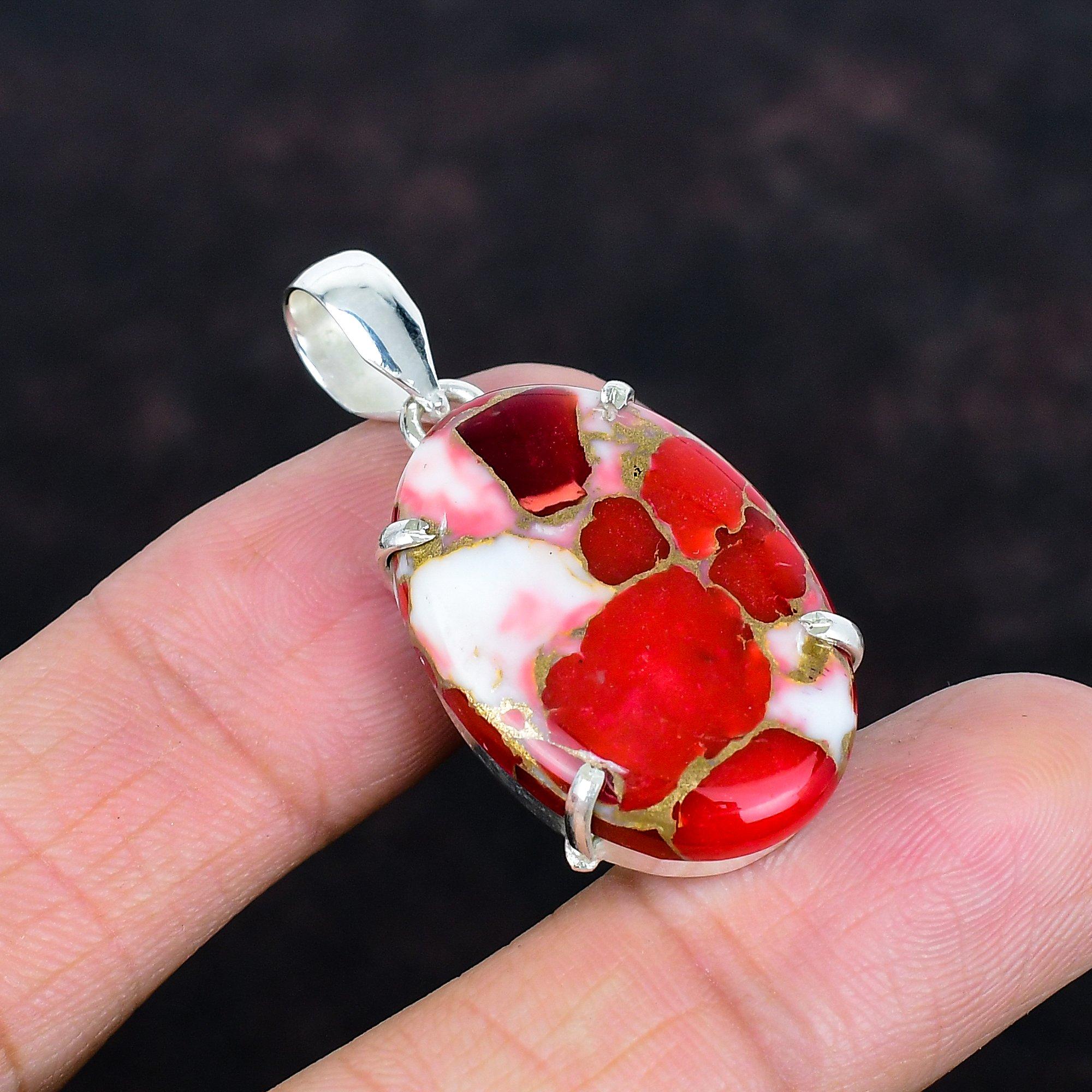 Kingman red mohave copper turquoise pendant gemstone jewelry statement pendant 925 sterling silver pendant handmade jewelry gifts for women